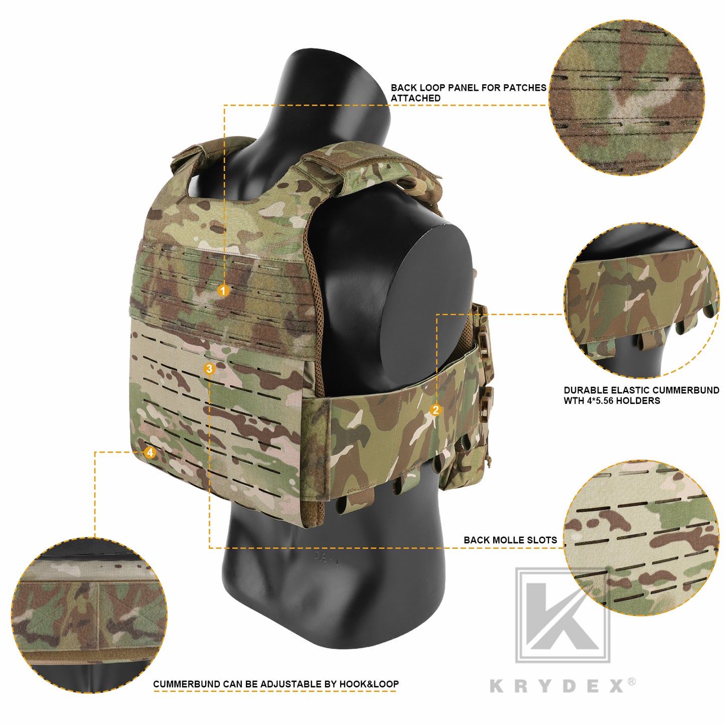 KRYDEX Low Vis Slick Plate Carrier FCS Tactical Molle Vest Elastic Cummerbund Micro Fight MK3 Chassis Drop SACK Pouch