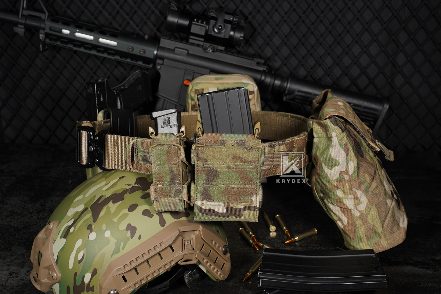 Krydex Tactical 9mm Magazine Pouch Open Top Pistol Mag Carrier Rapid Access MOLLE Compatible