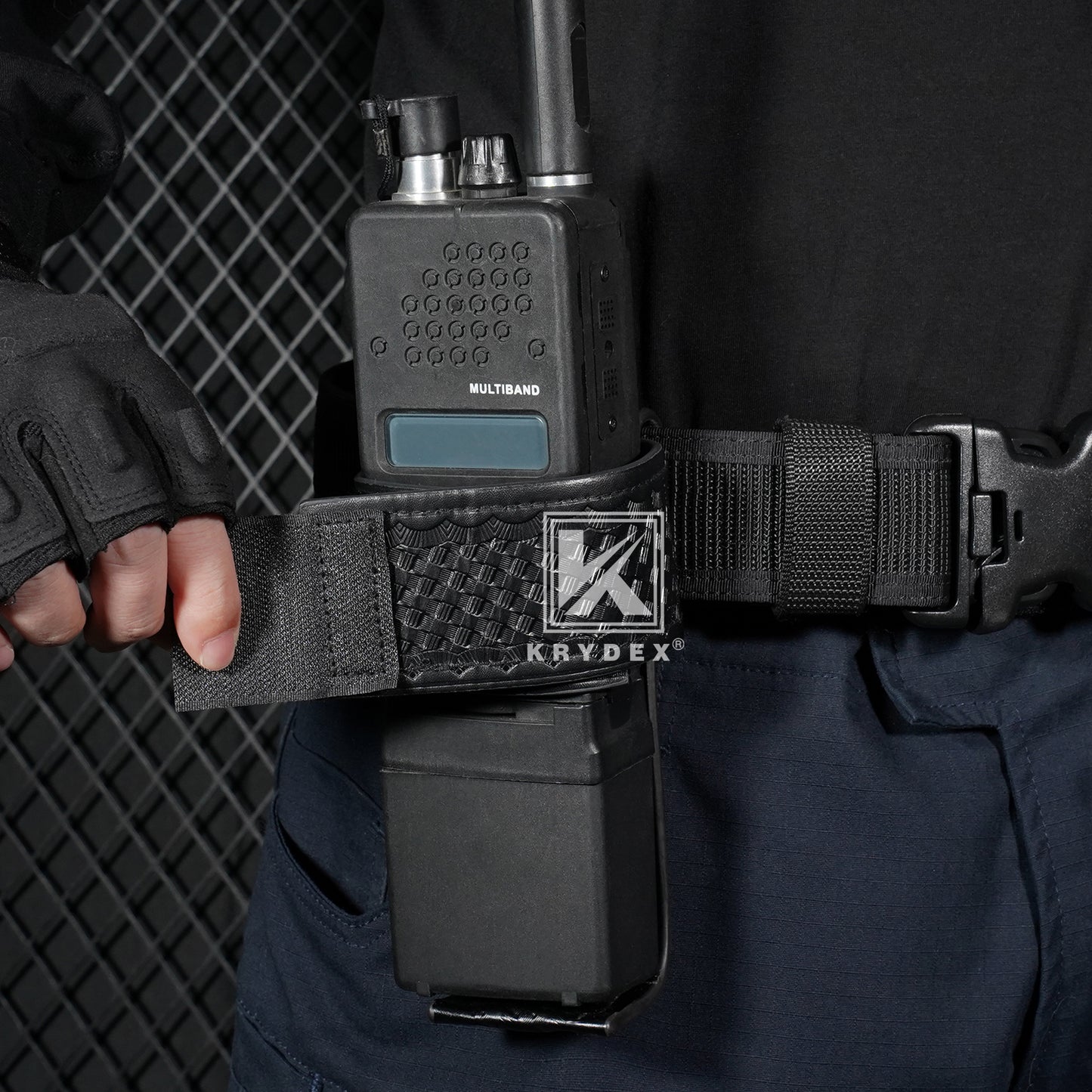 Krydex L-Style Universal Radio Holster Basketweave Two Way Radio Case Holder Fits For Motorola Kenwood 2” & 2.25” Duty Belt Carrier for First Responders