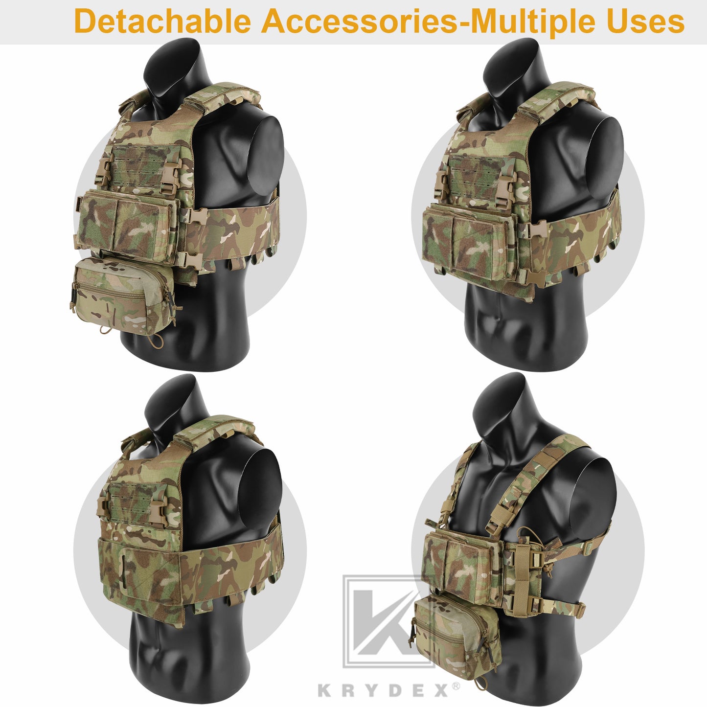 KRYDEX Low Vis Slick Plate Carrier FCS Tactical Molle Vest Elastic Cummerbund Micro Fight MK3 Chassis Drop SACK Pouch