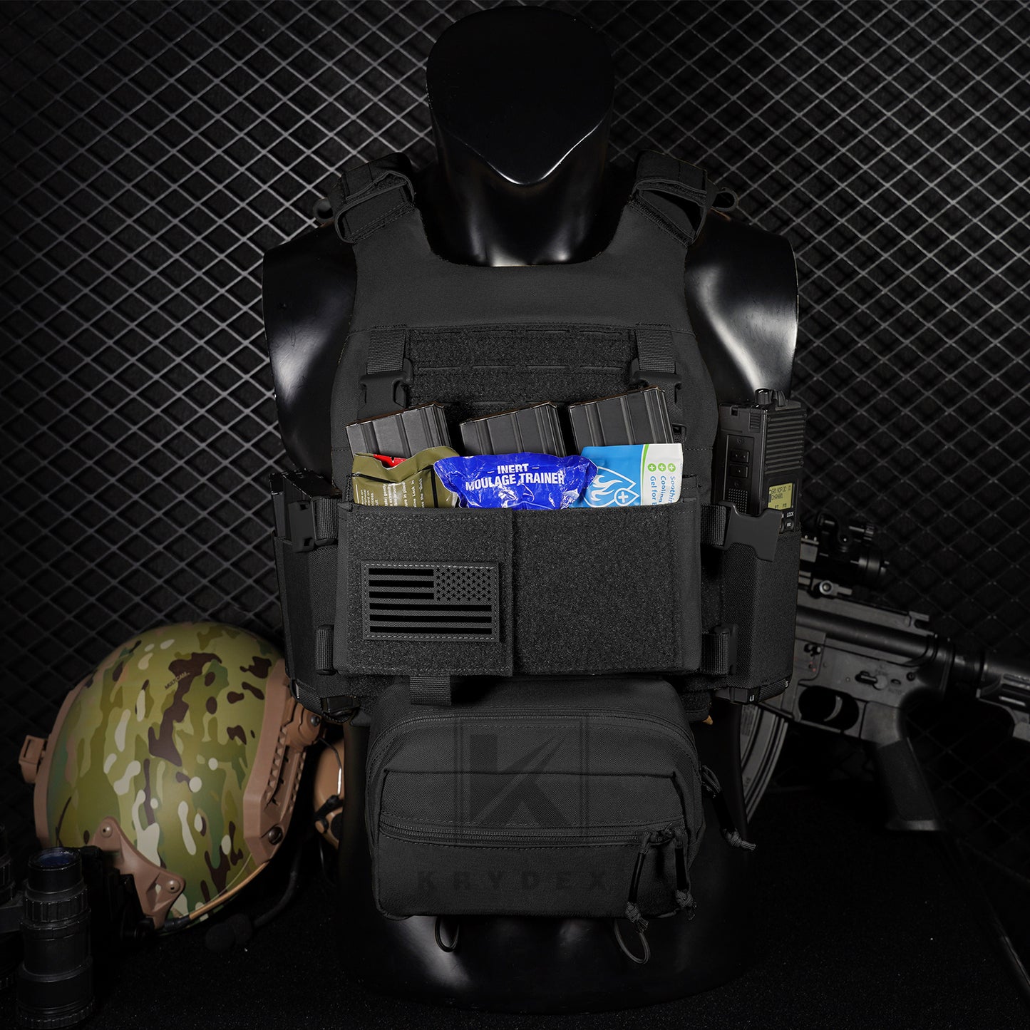 KRYDEX Low Vis Slick Plate Carrier FCS Tactical Molle Vest Elastic Cummerbund Micro Fight MK3 Chassis Drop SACK Pouch