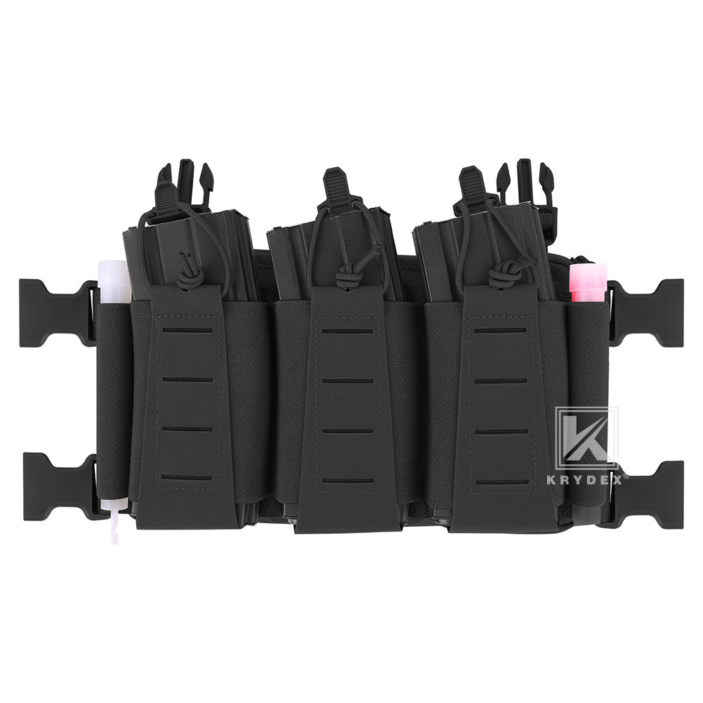 Krydex Tactical Triple Elastic 556 Magazine Pouch Placard GP Pouch Low-Profile Mag Holders for Chest Rig and Vest