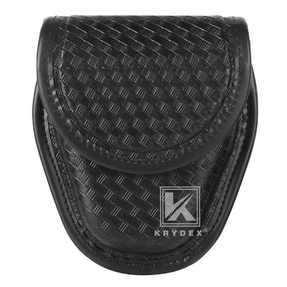 Krydex Hidden Snap Basket weave Handcuff Case Single Handcuff Pouch Fits 2” & 2.25” Duty Belt For Police Law Enforcement & Security Guard Equipment