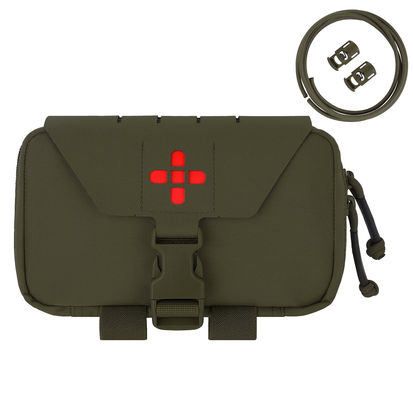 Krydex Tactical Rapid IFAK Pouch – Quick Release Tear-Off Medical Organizer MOLLE/Belt Mountable Trauma Kit 180° Flat Opening with Tourniquet & Shears Holder 500D Cordura