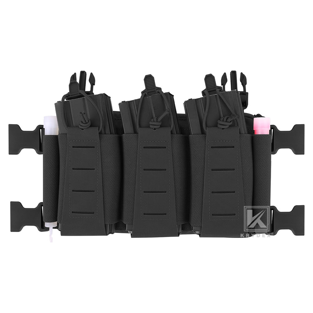 Krydex Tactical Chest Rig Triple Elastic 556 Magazine Pouch Placard GP Pouch Mini Drop Dangler Pouch