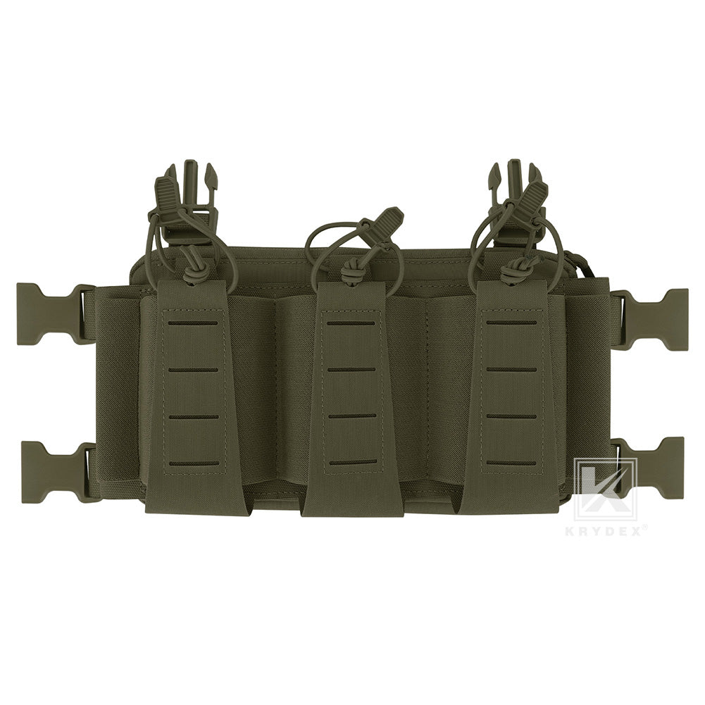Krydex Tactical Triple Elastic 556 Magazine Pouch Placard GP Pouch Low-Profile Mag Holders for Chest Rig and Vest