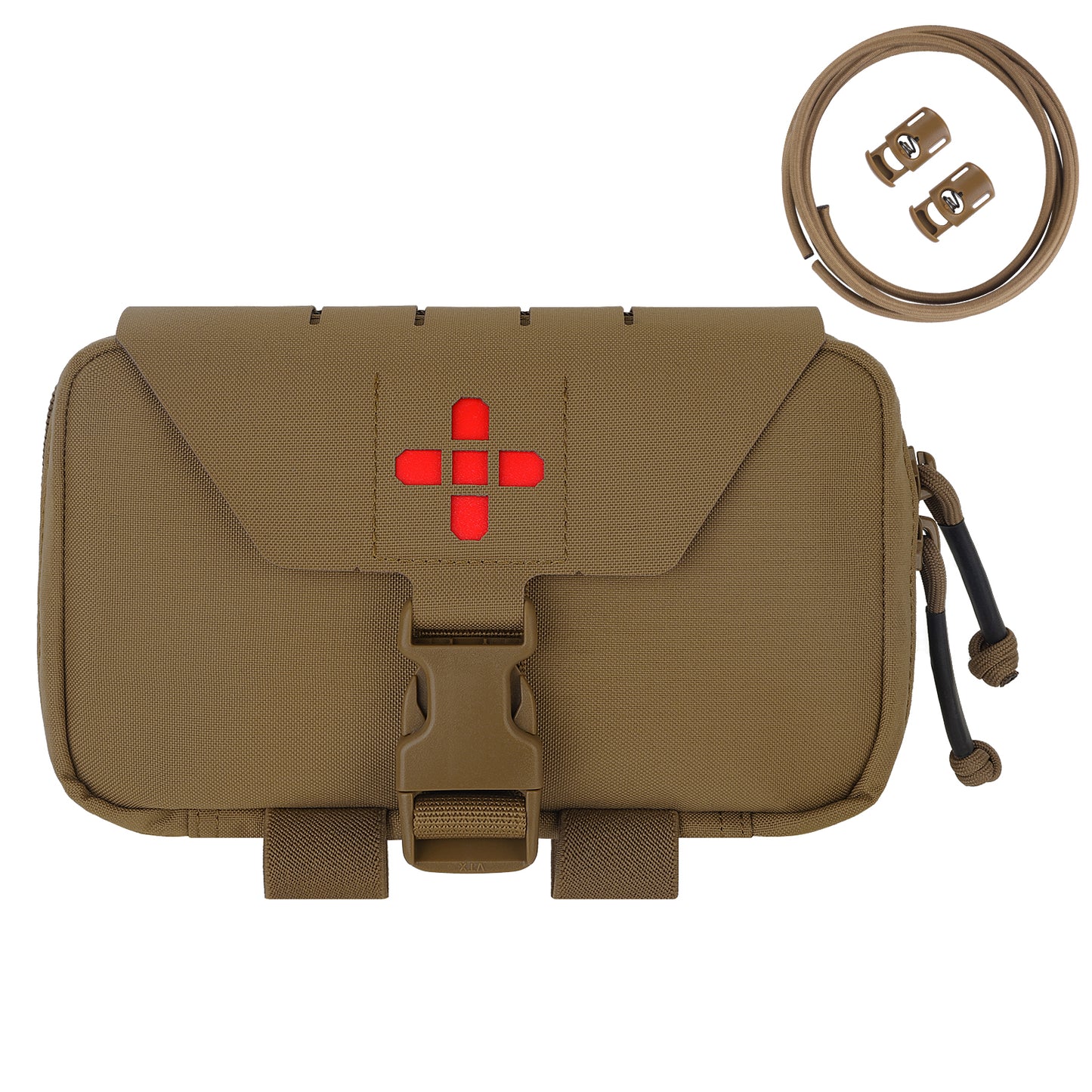 Krydex Tactical Rapid IFAK Pouch – Quick Release Tear-Off Medical Organizer MOLLE/Belt Mountable Trauma Kit 180° Flat Opening with Tourniquet & Shears Holder 500D Cordura