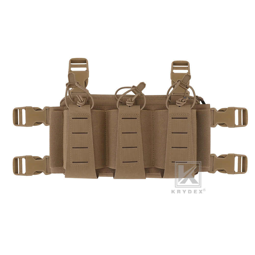 Krydex Tactical Triple Elastic 556 Magazine Pouch Placard GP Pouch Low-Profile Mag Holders for Chest Rig and Vest