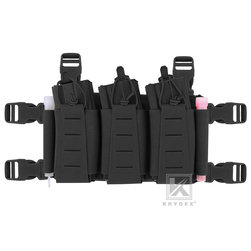 Krydex Tactical Triple Elastic 556 Magazine Pouch Placard GP Pouch Low-Profile Mag Holders for Chest Rig and Vest