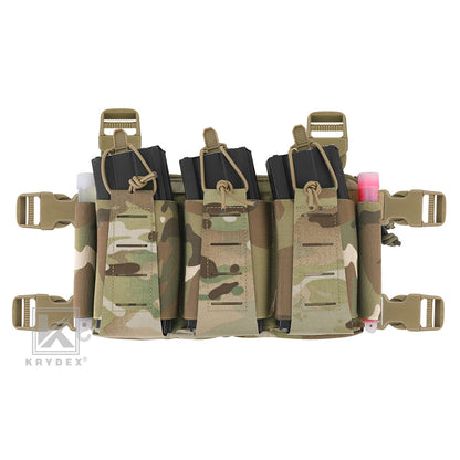 Krydex Tactical Triple Elastic 556 Magazine Pouch Placard GP Pouch Low-Profile Mag Holders for Chest Rig and Vest