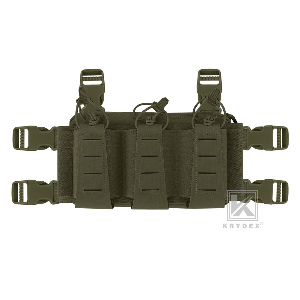 Krydex Tactical Triple Elastic 556 Magazine Pouch Placard GP Pouch Low-Profile Mag Holders for Chest Rig and Vest