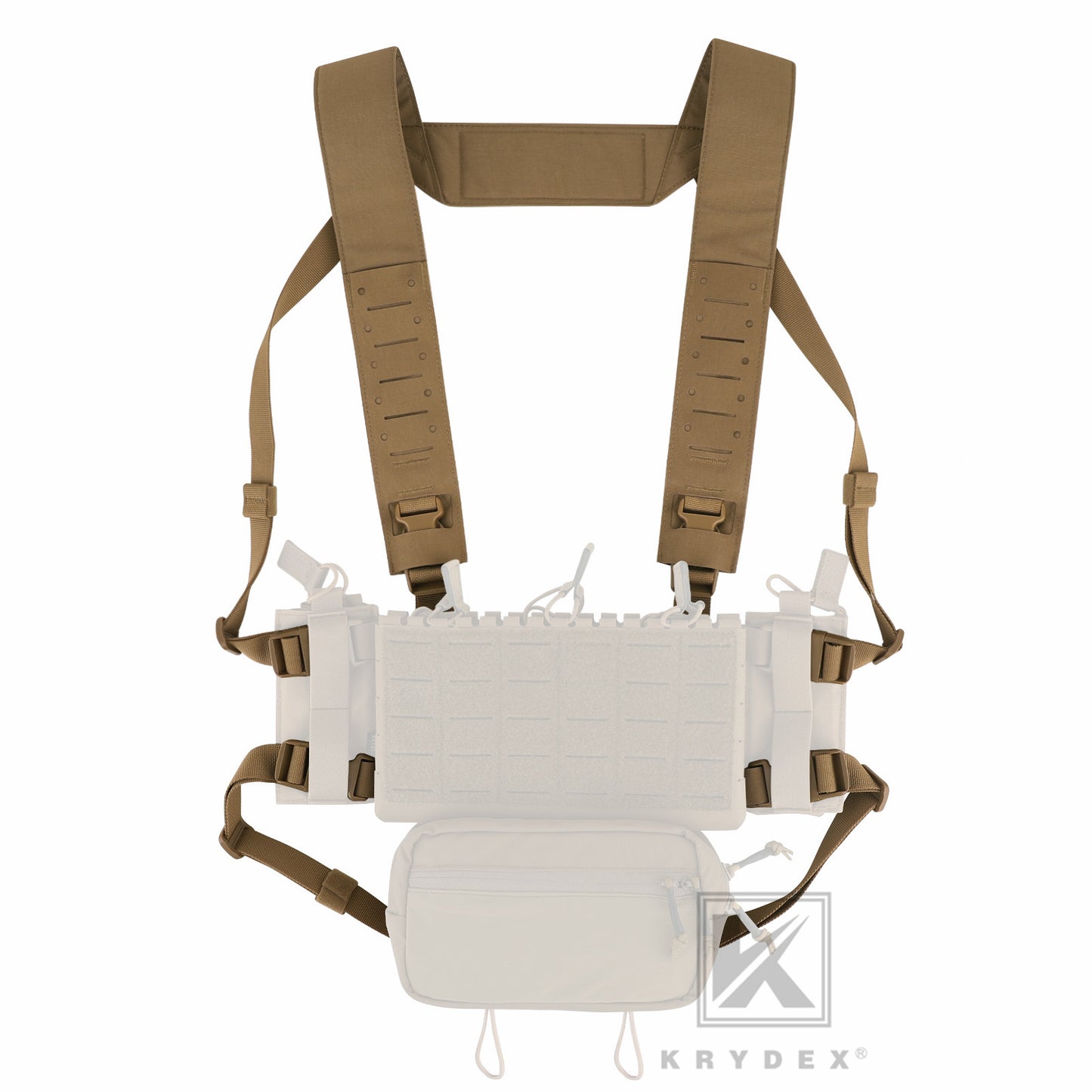 Krydex Tactical Chest Rig Padded Shoulder Strap Laser Cut H-Harness Fat Shoulder Waist Back Strap for Micro Fight Chassic Placard