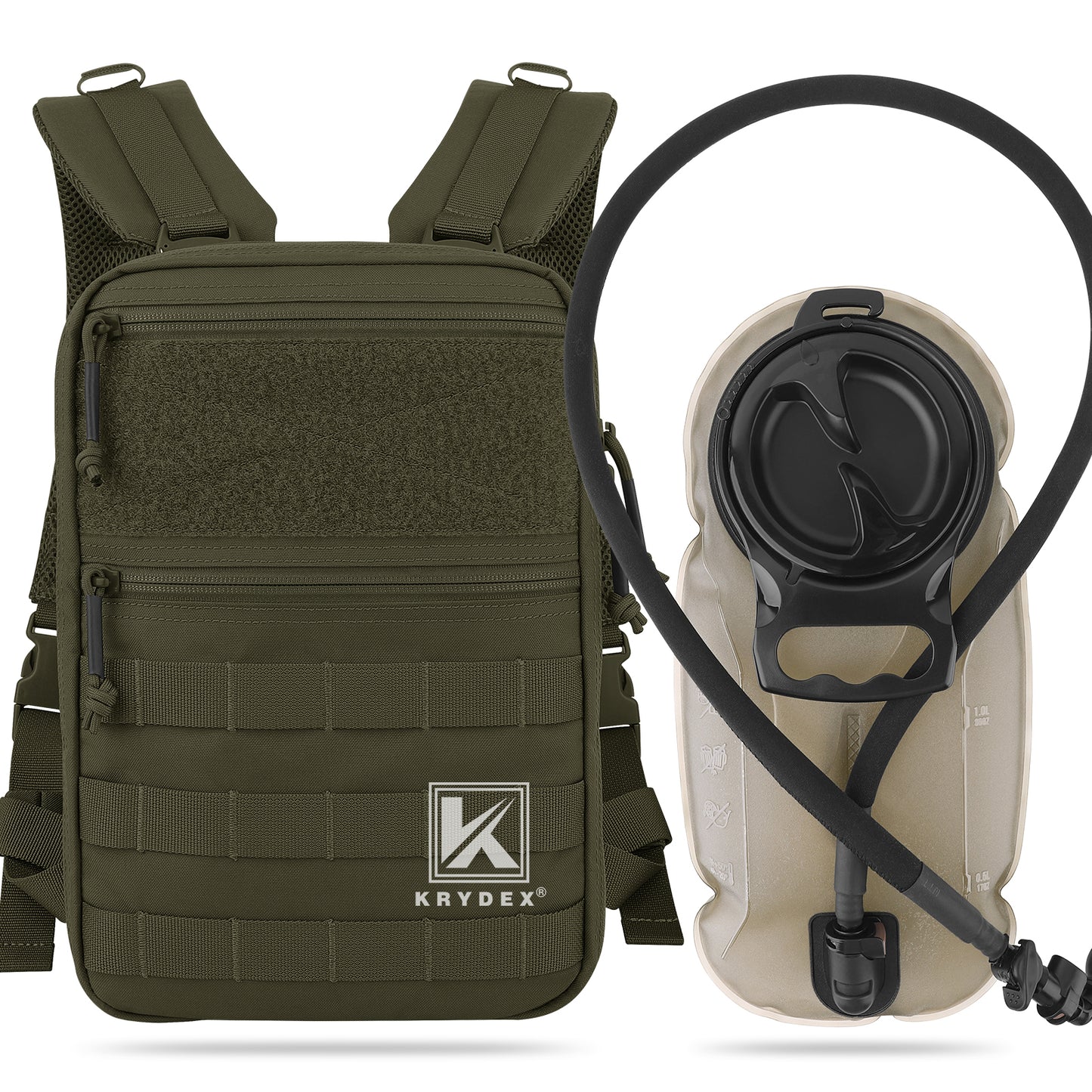 Krydex Tactical Hydration Pack 1.5L 50oz Water Bladder Carrier MOLLE for vest Hydro Backpack