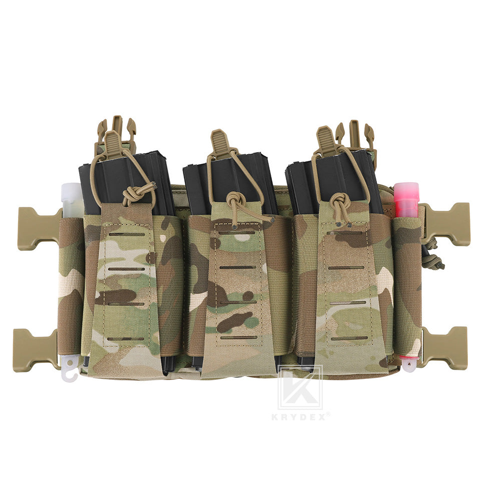 Krydex Tactical Triple Elastic 556 Magazine Pouch Placard GP Pouch Low-Profile Mag Holders for Chest Rig and Vest