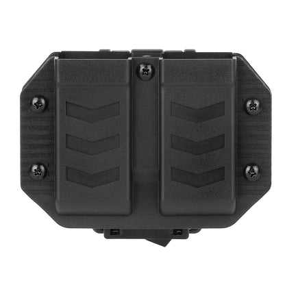 Krydex 9mm Double Stack Magazine Pouch 360° Rotatable Clip Fits 9mm/.40/.45 Double-Stack Mags Adjustable Retention Dual-Lock Mount for 1.5"-2.25" Belts & MOLLE