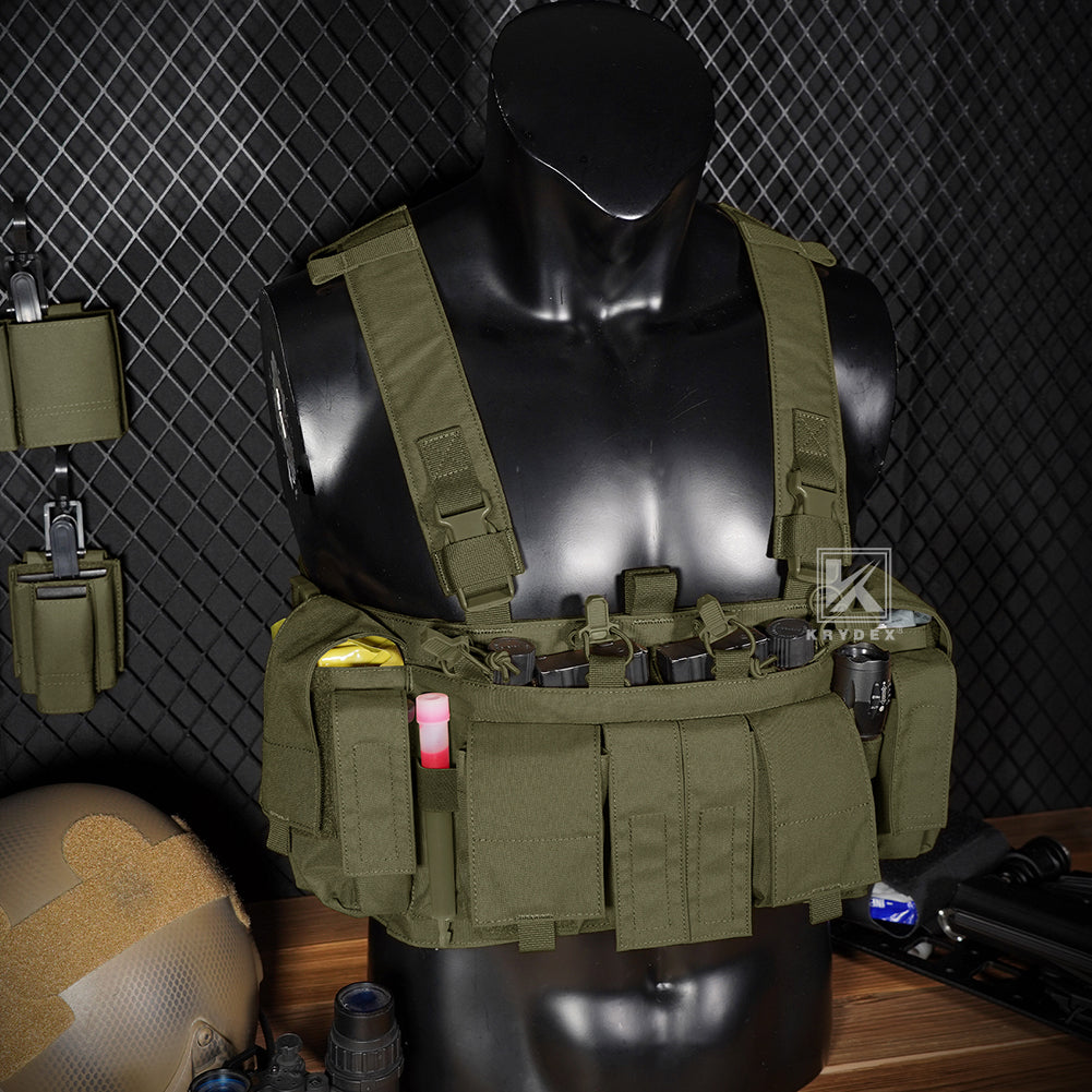 Krydex Tactical Chest Rig UW Gen IV Low Profile Micro Fight Rigs Carrier 556 9mm GP Pouch H Harness