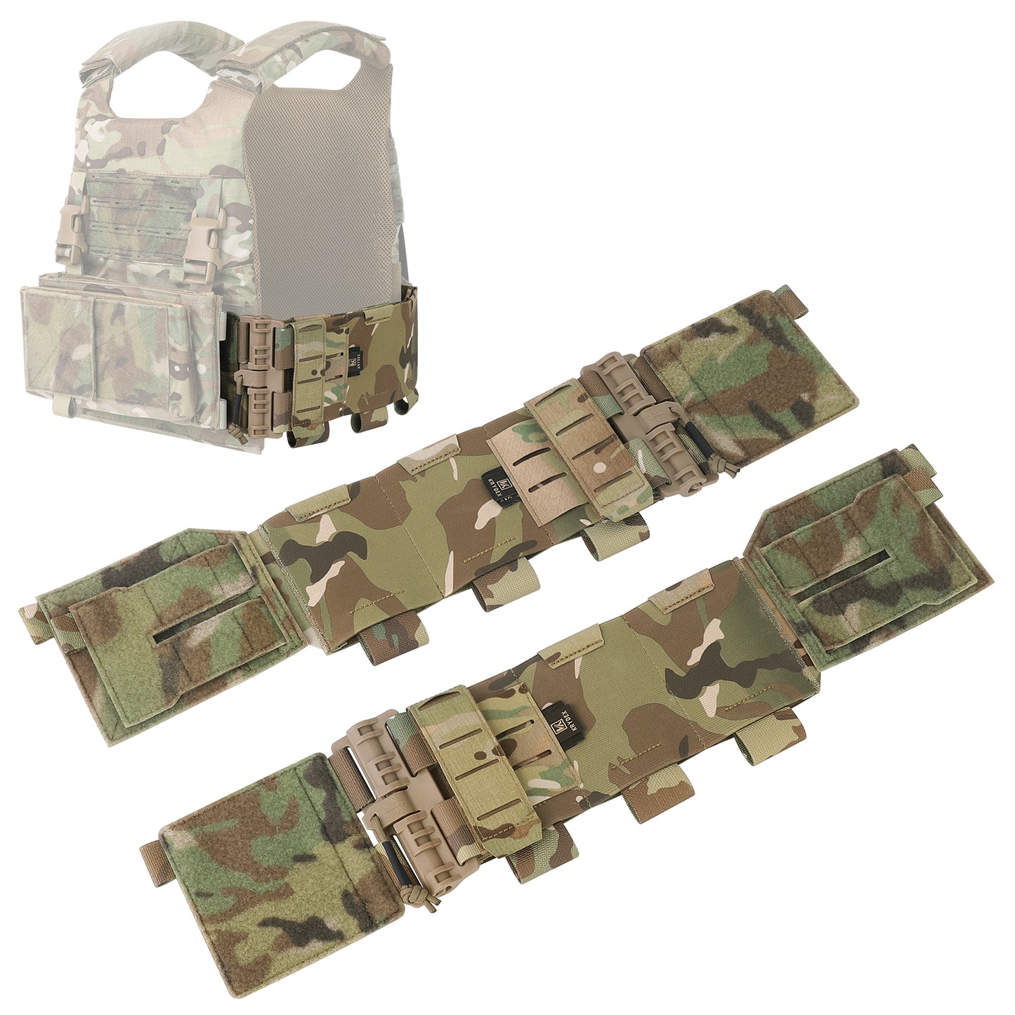 Krydex Tactical Modular Elastic Cummerbund Quick Release Buckle Vest Cummerbund Adjustable Triple Mag Holders Band Fits for K-Zero, JPC, CPC , LBT, FCPC