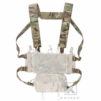 Krydex Tactical Chest Rig Padded Shoulder Strap Laser Cut H-Harness Fat Shoulder Waist Back Strap for Micro Fight Chassic Placard