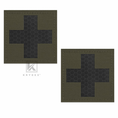 Krydex 2pcs Medical Cross Patches First Aid MED Badge Emergency IFAK Trauma Reflective Patch 2x2 In.