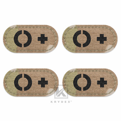 Krydex 4pcs AB+ POS Blood Type Patches Tactical Reflective Hook & Loop Badge First Aid Emergency IFAK Trauma Patch 2x1 In.