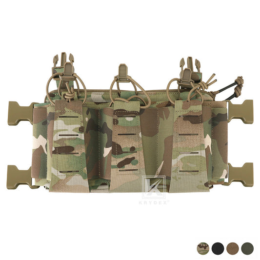 Krydex Tactical Triple Elastic 556 Magazine Pouch Placard GP Pouch Low-Profile Mag Holders for Chest Rig and Vest