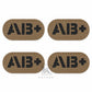 Krydex 4pcs AB+ POS Blood Type Patches Tactical Reflective Hook & Loop Badge First Aid Emergency IFAK Trauma Patch 2x1 In.