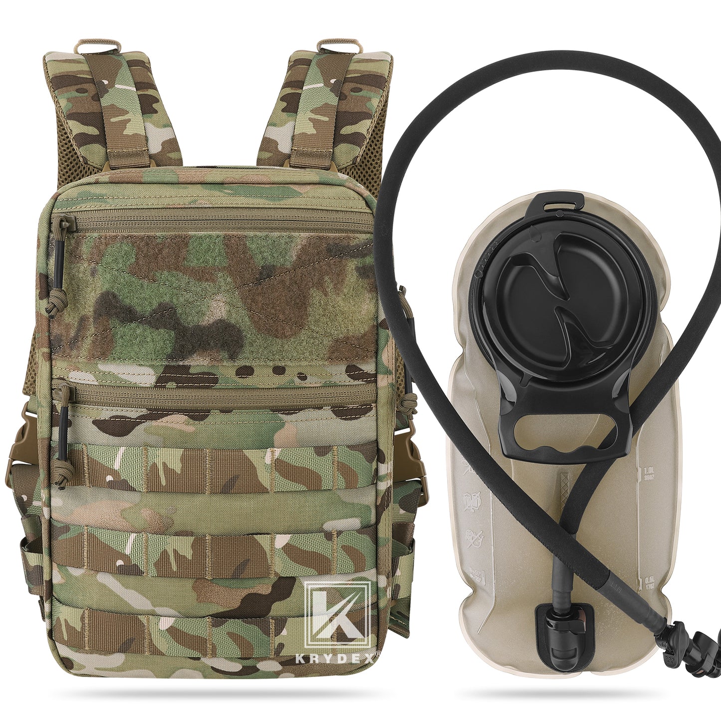 Krydex Tactical Hydration Pack 1.5L 50oz Water Bladder Carrier MOLLE for vest Hydro Backpack