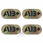 Krydex 4pcs AB+ POS Blood Type Patches Tactical Reflective Hook & Loop Badge First Aid Emergency IFAK Trauma Patch 2x1 In.