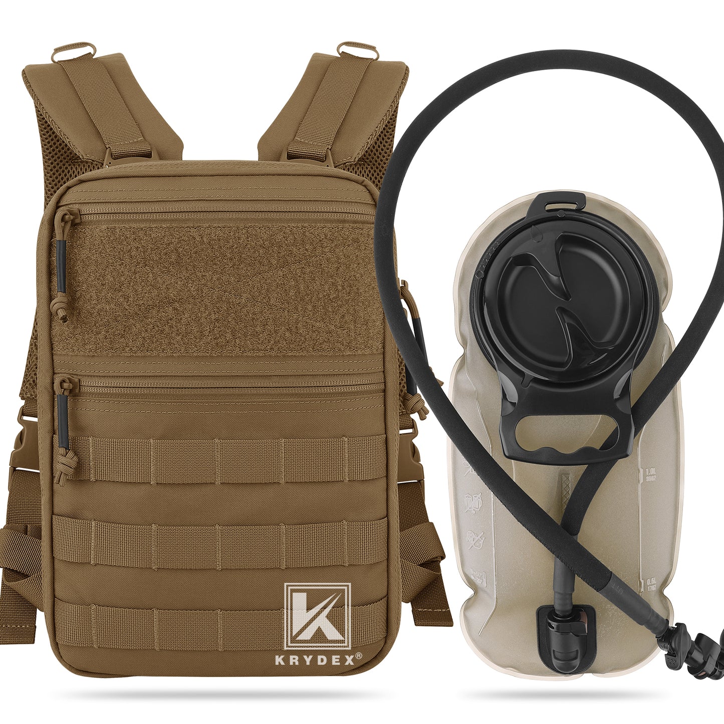 Krydex Tactical Hydration Pack 1.5L 50oz Water Bladder Carrier MOLLE for vest Hydro Backpack