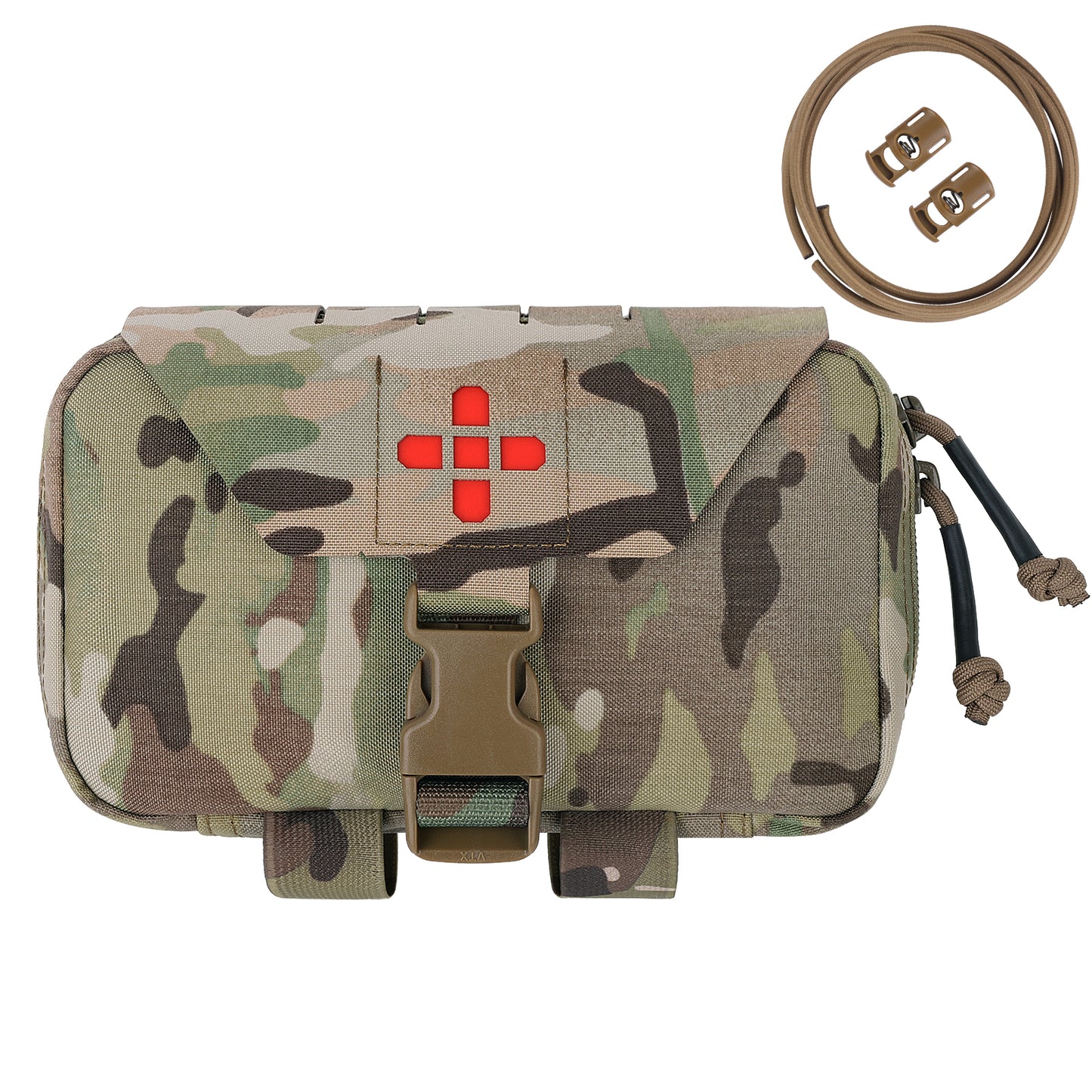 Krydex Tactical Rapid IFAK Pouch – Quick Release Tear-Off Medical Organizer MOLLE/Belt Mountable Trauma Kit 180° Flat Opening with Tourniquet & Shears Holder 500D Cordura