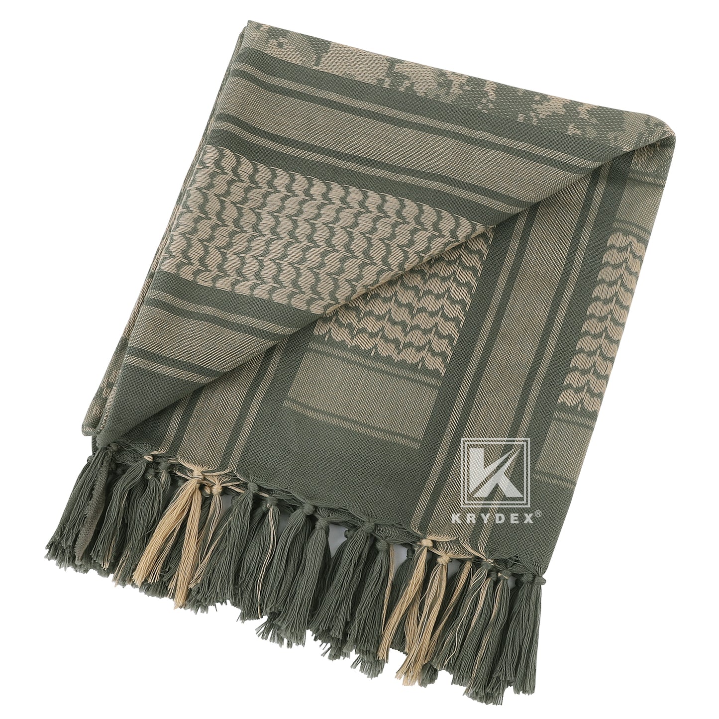 Krydex Tactical Scarf Headwrap Facecover Cotton Shemagh Breathable Balaclava Face Mask Neck Gaiter 43” x 43”