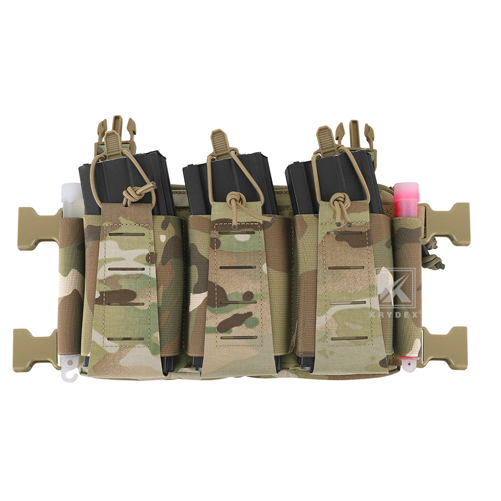 Krydex Tactical Chest Rig Triple Elastic 556 Magazine Pouch Placard GP Pouch Mini Drop Dangler Pouch