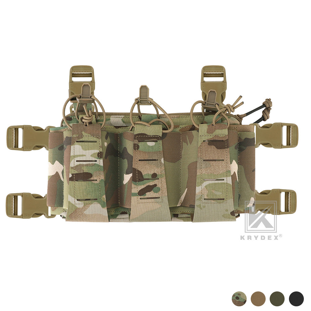 Krydex Tactical Triple Elastic 556 Magazine Pouch Placard GP Pouch Low-Profile Mag Holders for Chest Rig and Vest