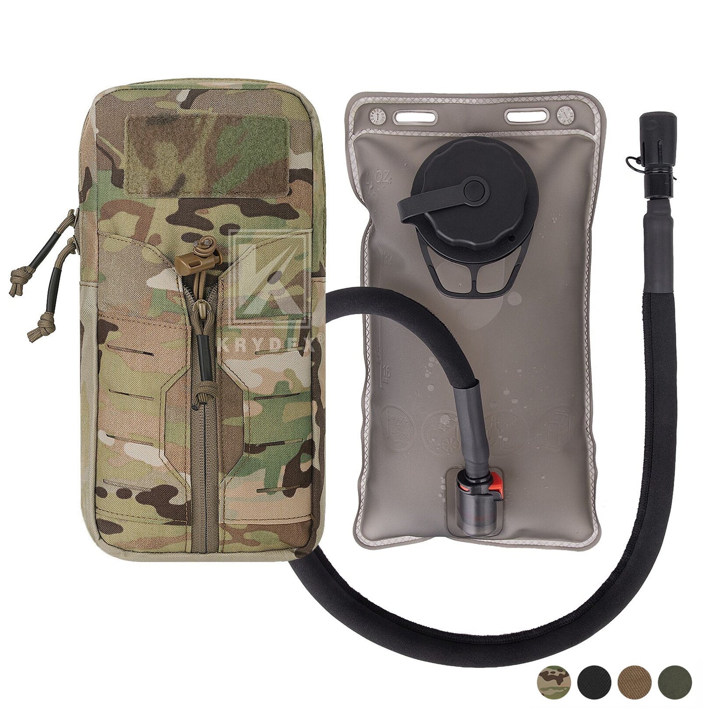 Krydex Tactical 1L Hydration Pack 34oz TPU Water Bladder MOLLE Attachment Vest Outdoor Hiking Backpack