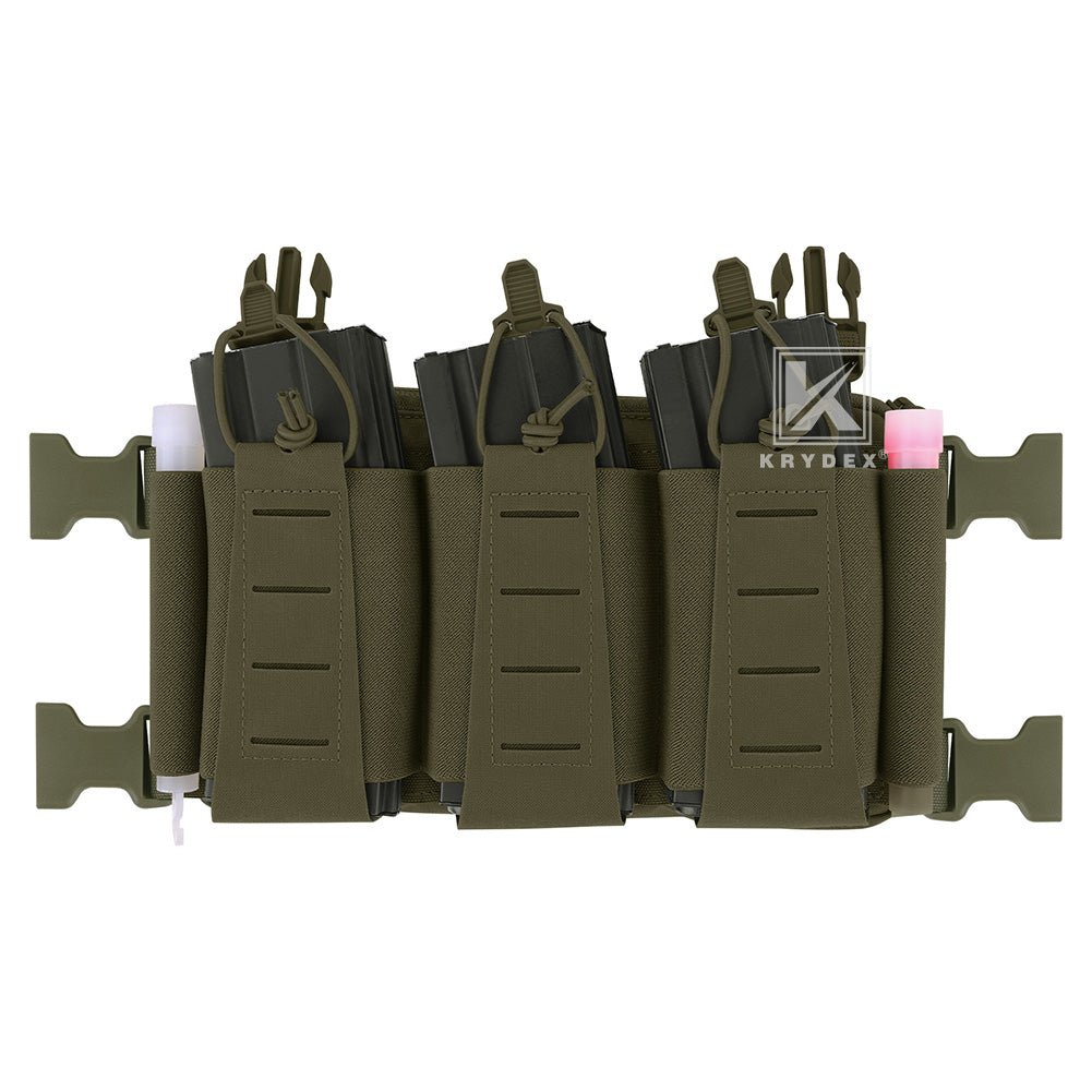 Krydex Tactical Triple Elastic 556 Magazine Pouch Placard GP Pouch Low-Profile Mag Holders for Chest Rig and Vest