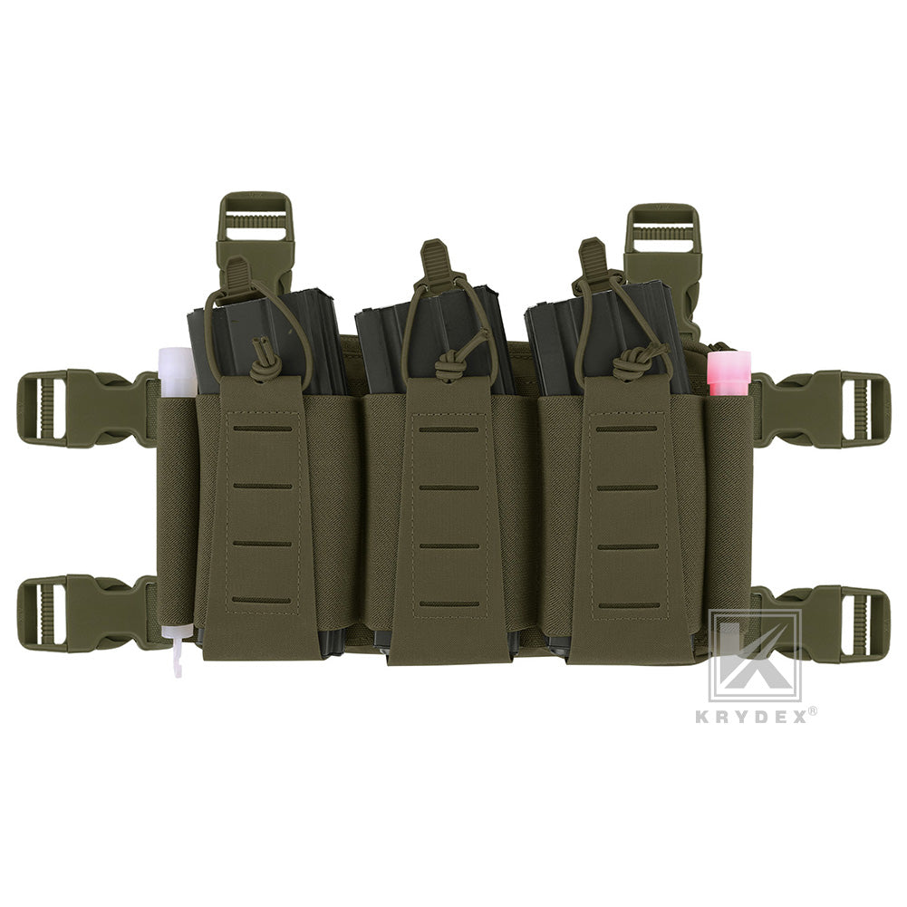 Krydex Tactical Triple Elastic 556 Magazine Pouch Placard GP Pouch Low-Profile Mag Holders for Chest Rig and Vest