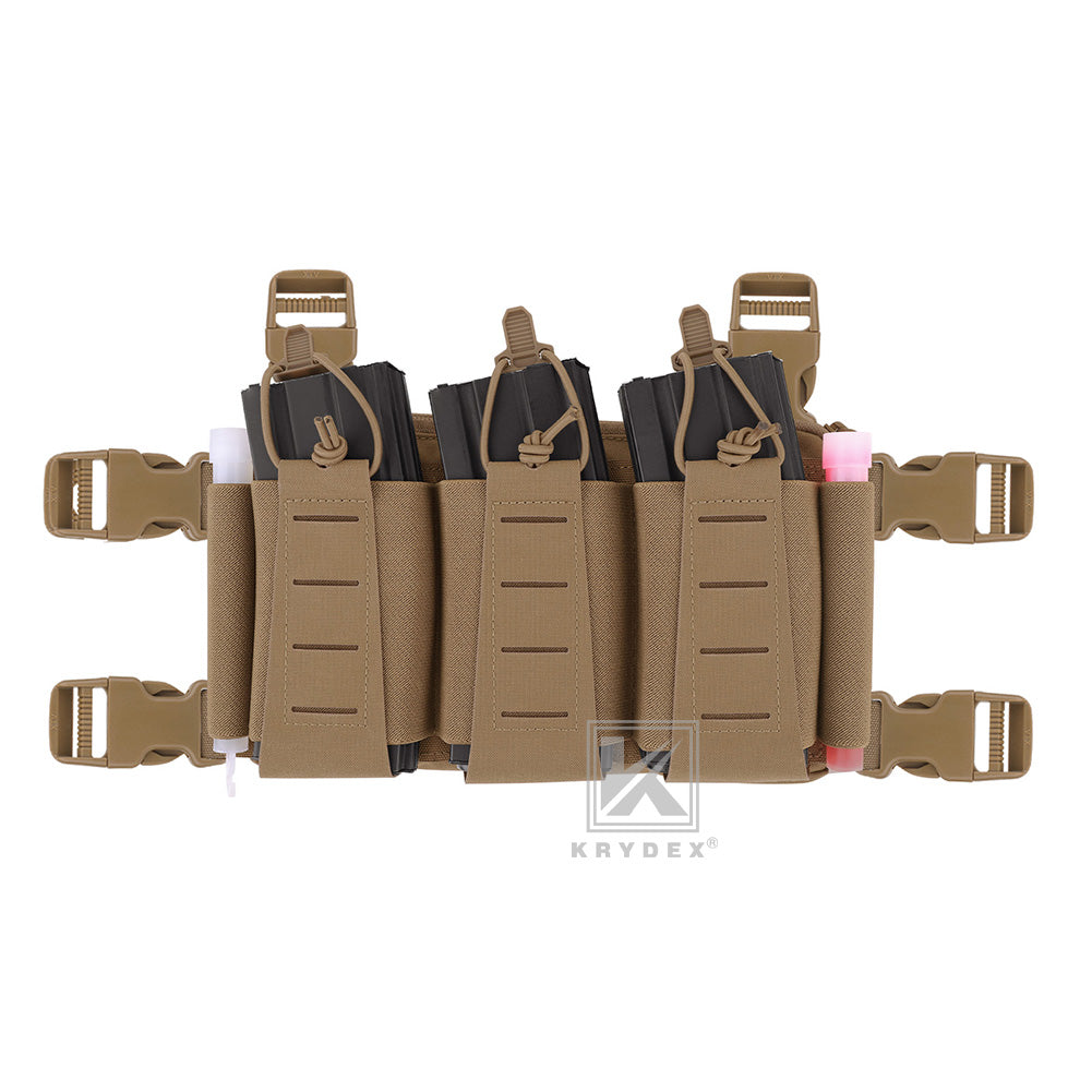 Krydex Tactical Triple Elastic 556 Magazine Pouch Placard GP Pouch Low-Profile Mag Holders for Chest Rig and Vest