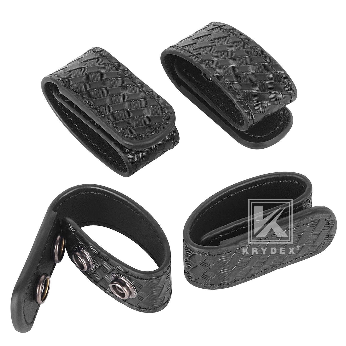 Krydex Double Snap Duty Belt Keepers – 4-Pack for 2"/2.25" Duty Belts Basket Weave Belt Keepers Reduce Sag & Slippage for Police Security EMT