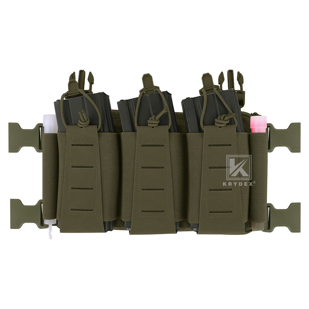 Krydex Tactical Chest Rig Triple Elastic 556 Magazine Pouch Placard GP Pouch Mini Drop Dangler Pouch