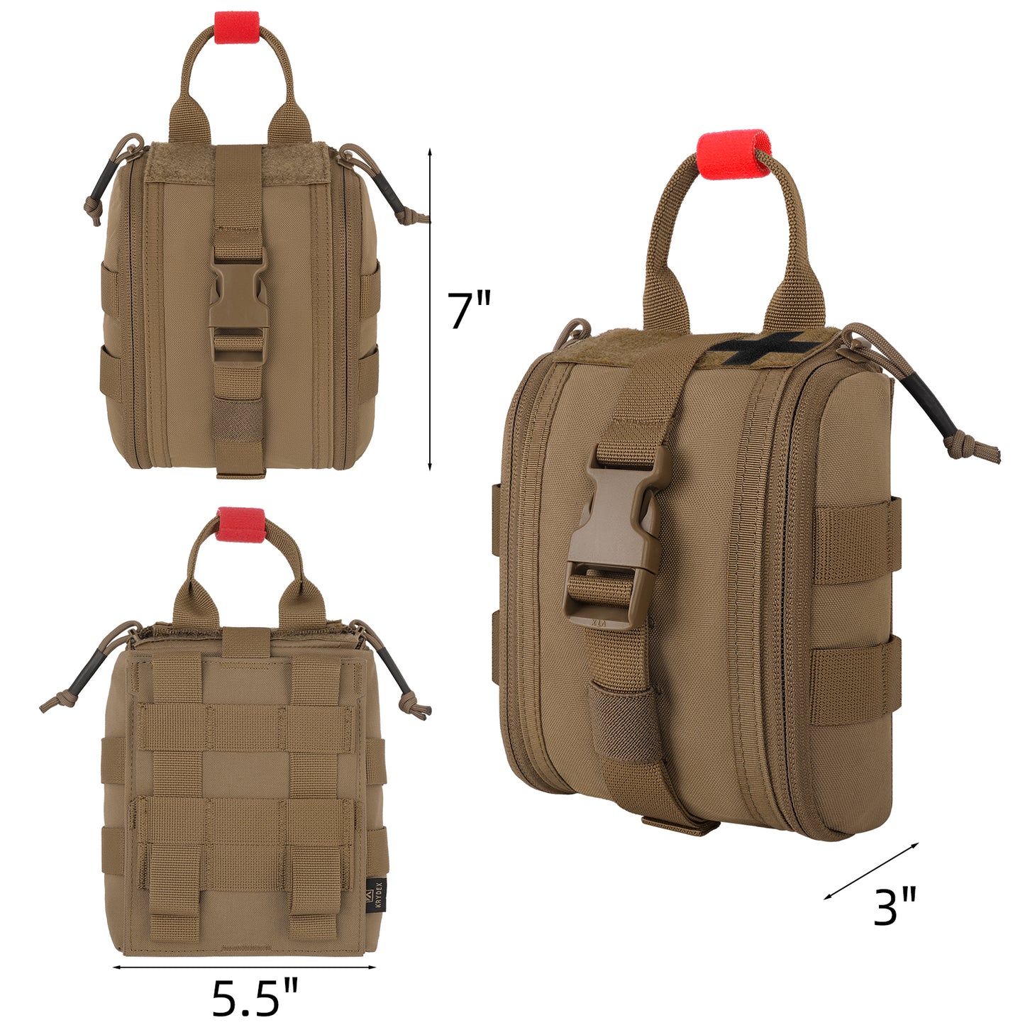 Krydex Tactical Tear Off Medical Pouch IFAK EMT Trauma Kit Pouch Rip Away First Aid Organizer MOLLE / Belt Compatible