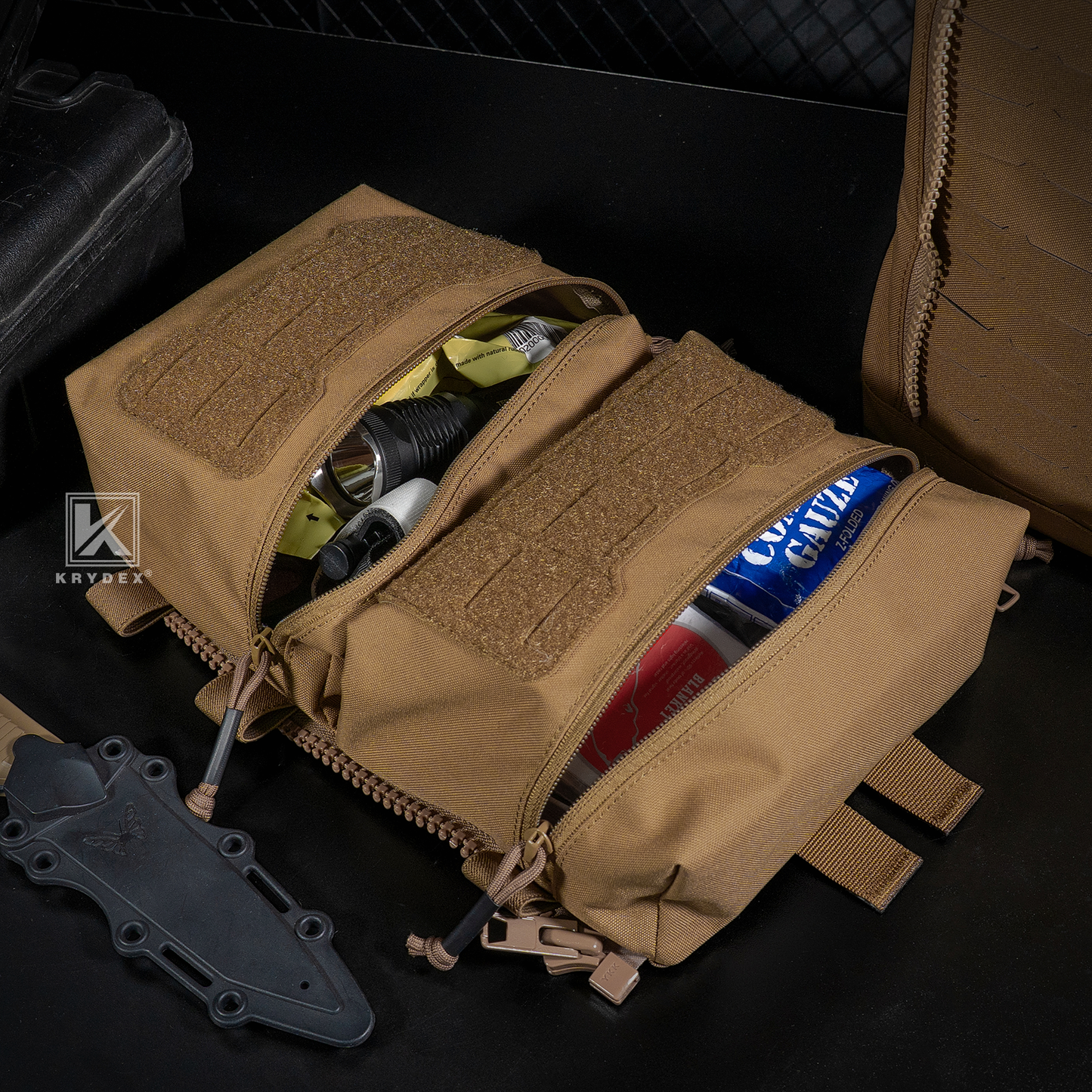 Krydex Tactical Back Panel Double Pouch Assault Zip On Modular Backpack for V5 vest
