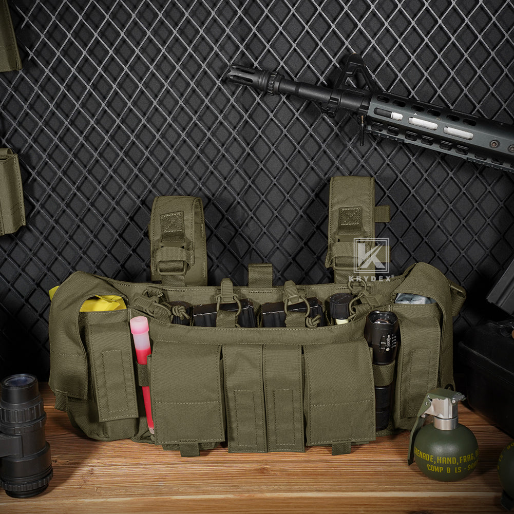 Krydex Tactical Chest Rig UW Gen IV Low Profile Micro Fight Rigs Carrier 556 9mm GP Pouch H Harness