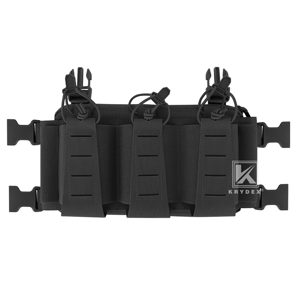 Krydex Tactical Triple Elastic 556 Magazine Pouch Placard GP Pouch Low-Profile Mag Holders for Chest Rig and Vest