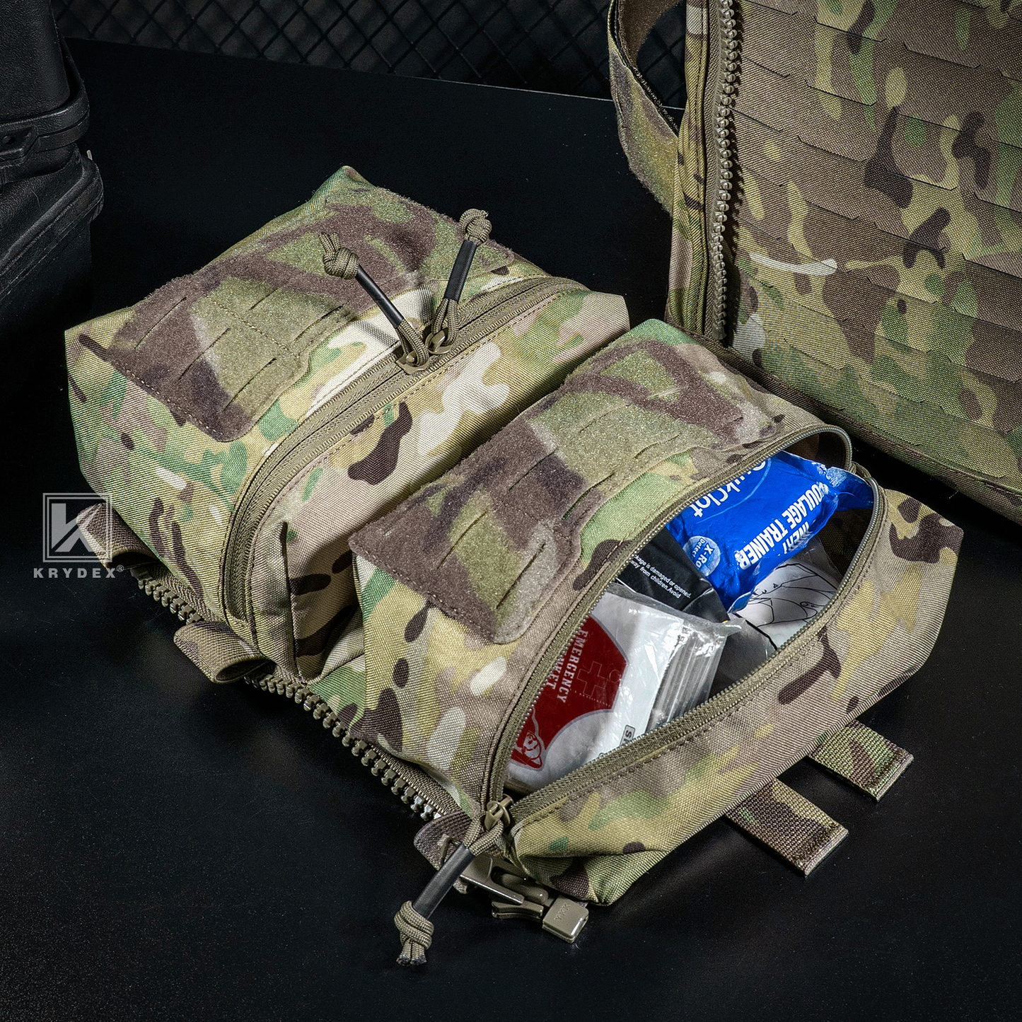 Krydex Tactical Back Panel Double Pouch Assault Zip On Modular Backpack for V5 vest