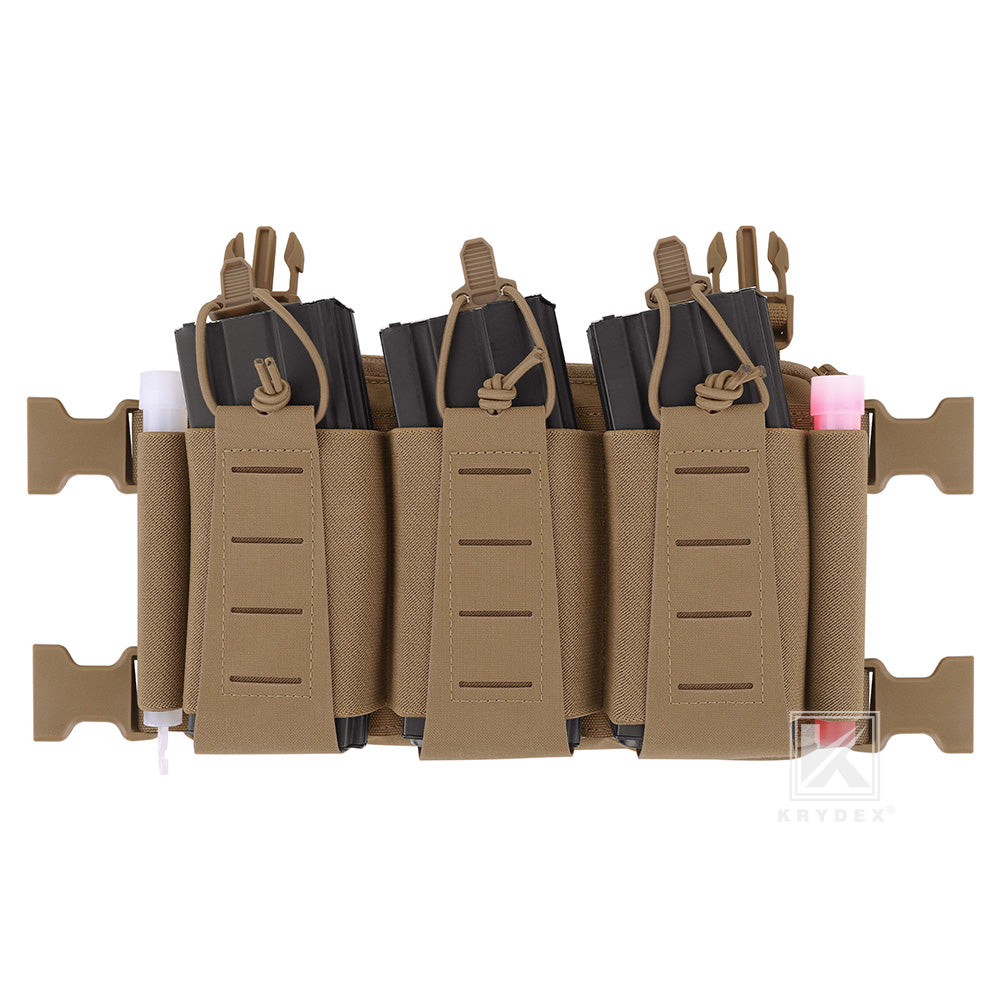 Krydex Tactical Triple Elastic 556 Magazine Pouch Placard GP Pouch Low-Profile Mag Holders for Chest Rig and Vest
