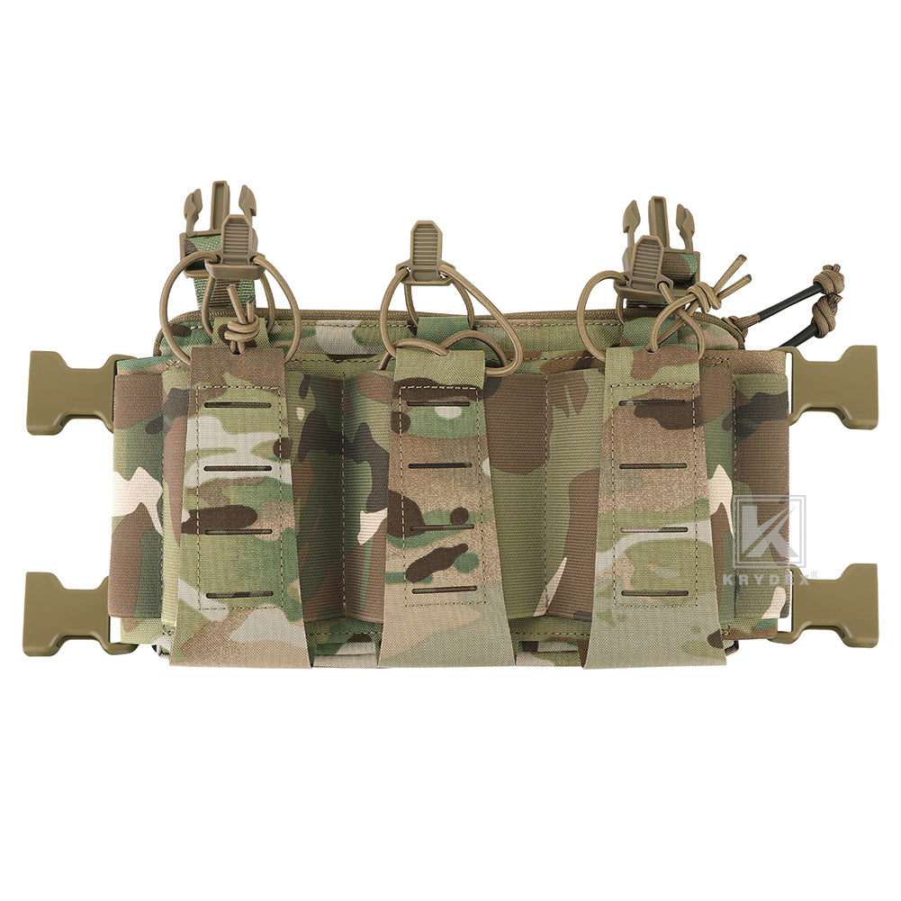 Krydex Tactical Chest Rig Triple Elastic 556 Magazine Pouch Placard GP Pouch Mini Drop Dangler Pouch