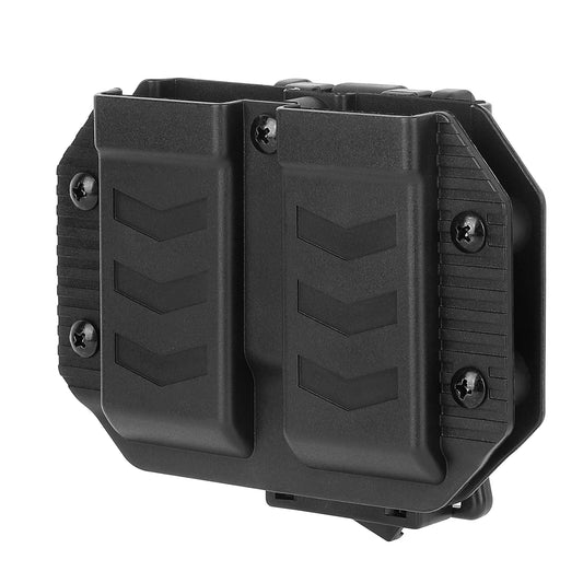 Krydex 9mm Double Stack Magazine Pouch 360° Rotatable Clip Fits 9mm/.40/.45 Double-Stack Mags Adjustable Retention Dual-Lock Mount for 1.5"-2.25" Belts & MOLLE