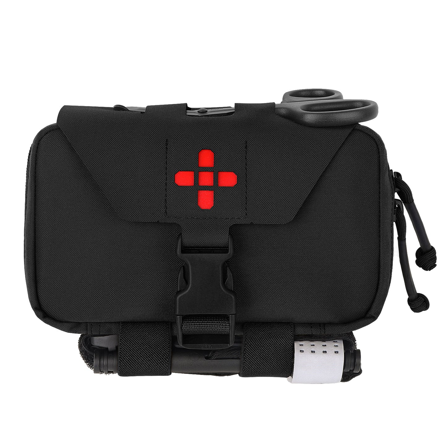 Krydex Tactical Rapid IFAK Pouch – Quick Release Tear-Off Medical Organizer MOLLE/Belt Mountable Trauma Kit 180° Flat Opening with Tourniquet & Shears Holder 500D Cordura
