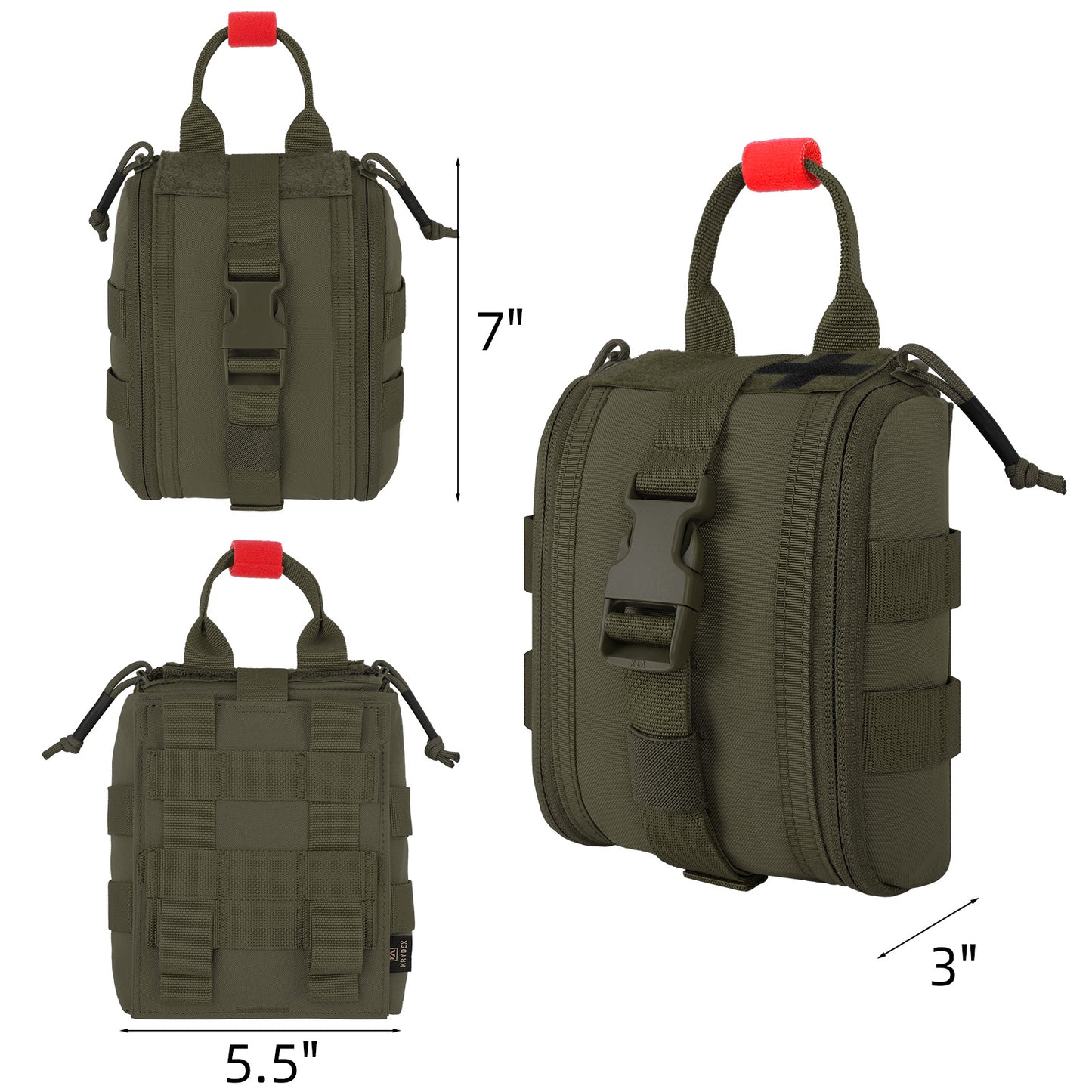 Krydex Tactical Tear Off Medical Pouch IFAK EMT Trauma Kit Pouch Rip Away First Aid Organizer MOLLE / Belt Compatible