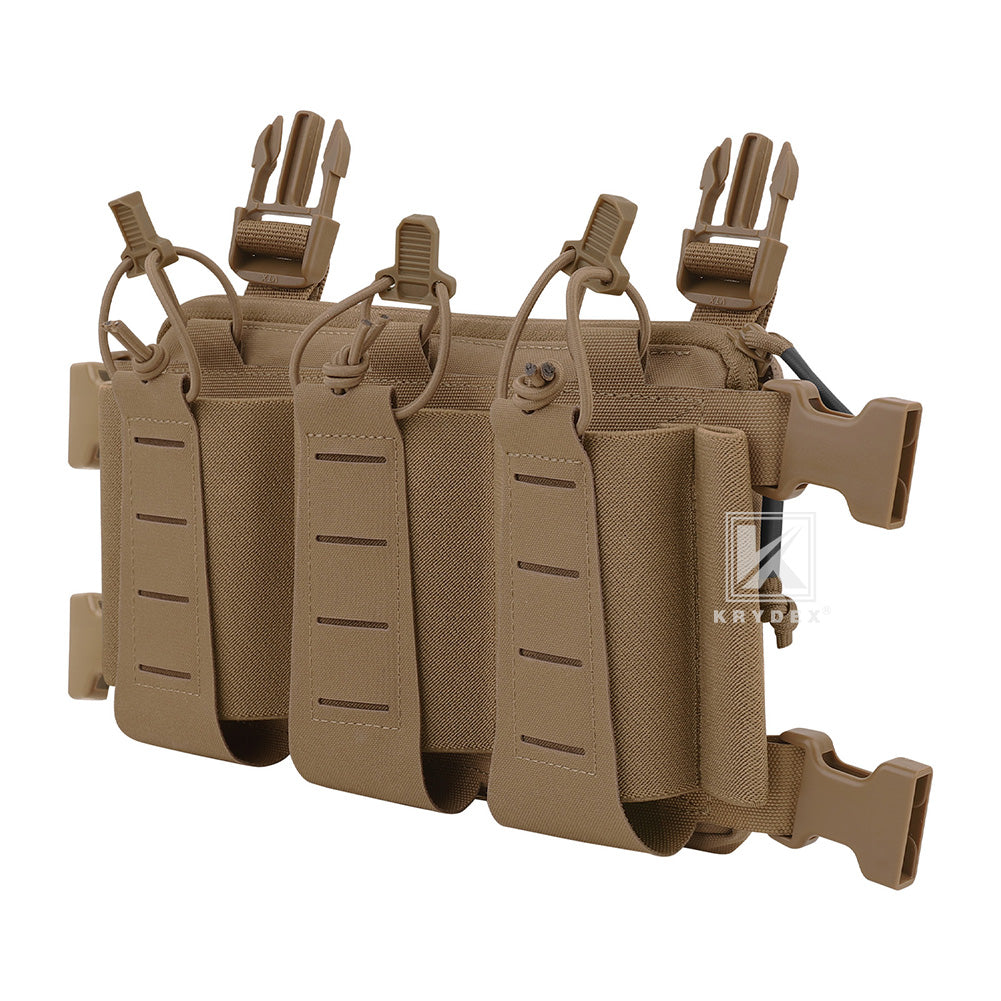 Krydex Tactical Triple Elastic 556 Magazine Pouch Placard GP Pouch Low-Profile Mag Holders for Chest Rig and Vest